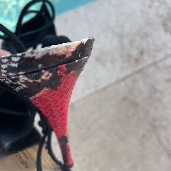 Aquazurra Black Red Python Cutout Heels - Picture 6 of 6